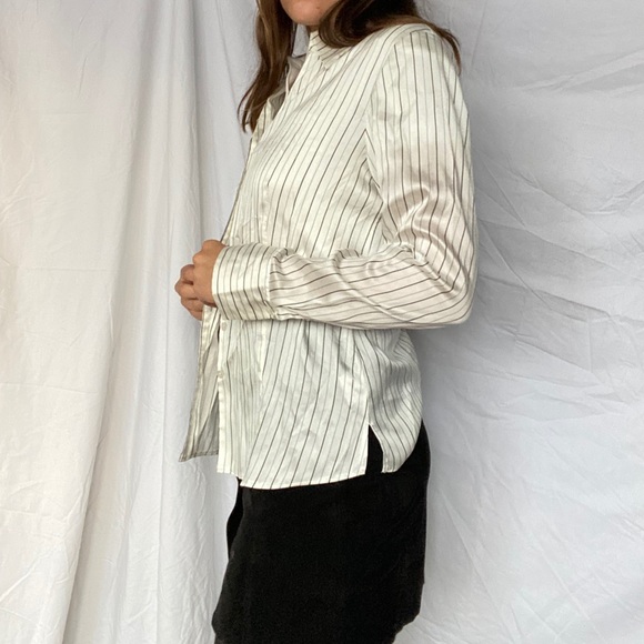 Black and white silk striped blouse French vintage - Picture 1 of 14